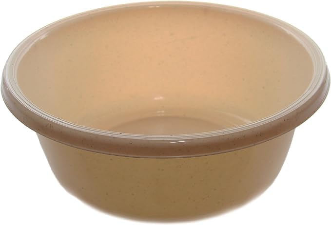 Ybm Home Round Plastic Wash Basin (1148 11.25", Beige with Dots)