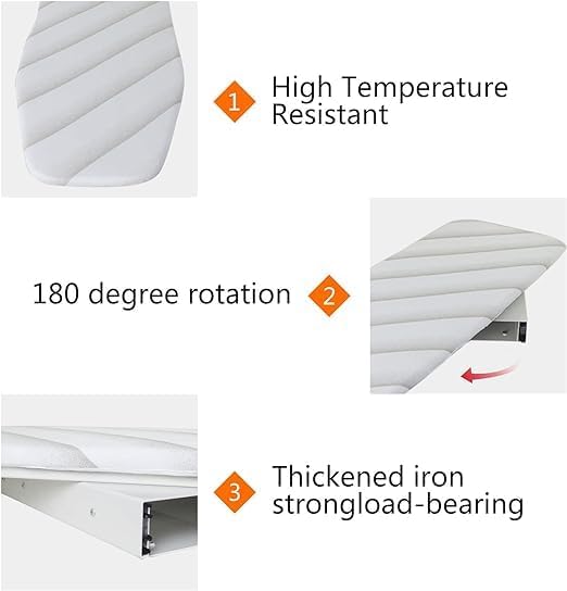 37 Inch Wall-Mounted Ironing Board,180°Swivel Fold Away Ironing Board,Folding Slide-Out Space Saving Iron Board for Home Laundry Room Dorm(Style 6)