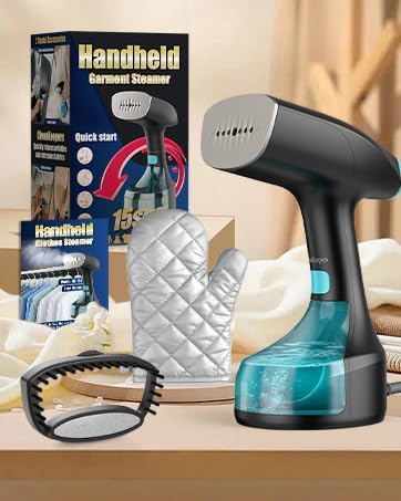 Steamer for Clothes, 1900W Strong Penetrating Steam Portable Handheld Garment Steamer Clothes Steamer with 3 Steam Settings, Fabric Brush, 300ml Big Capacity, Travel Steamers Iron Safe Removes Wrinkle