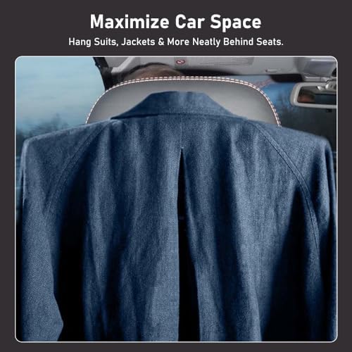 Metal Adjustable Car Coat Hanger, Stainless Steel Seat Hanger Clothes Holder for Suits Shirts Jackets (Black)