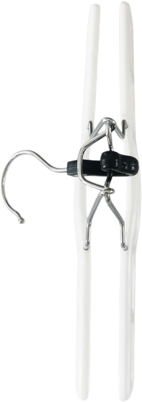 12 Pack White Premium Plastic Skirt Hangers, Space Saving Pant Set With Clamp, Shorts With Locking Clasp, Multipurpose Jean Set (12)