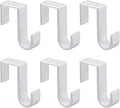 1st Choice Over The Door Hooks 6 Pack, Reversible Sturdy Hooks Fits 1 3/8' and 1 3/4' Door Widths, Plastic Hook Hanger for Hanging Clothes, Towels, White