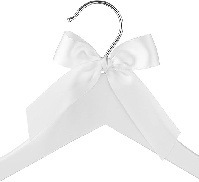 Bridal Dress Hanger Solid Wood Dress Hangers Mrs Letter Hanger Wedding Gift (White Coat Hanger Silver Wire)