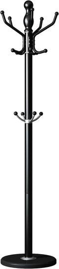 Metal Coat Rack Stand Modern Coat Rack Freestanding with 360° Rotary Design Sturdy Heavy Duty Coats Racks Hall Tree Hats Hanger Holder Stand with 14 Hooks for Entryway Hallway Office, Black