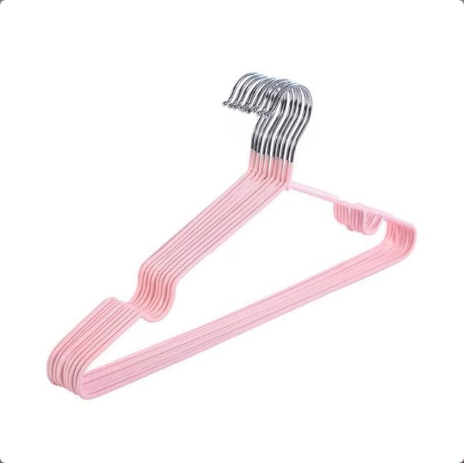 Closet Wire Coat Metal Hangers for Adults, Clothes Hanger for Cloth Non-Slip Dip Hangers, 10-Pack (Soft Pink)
