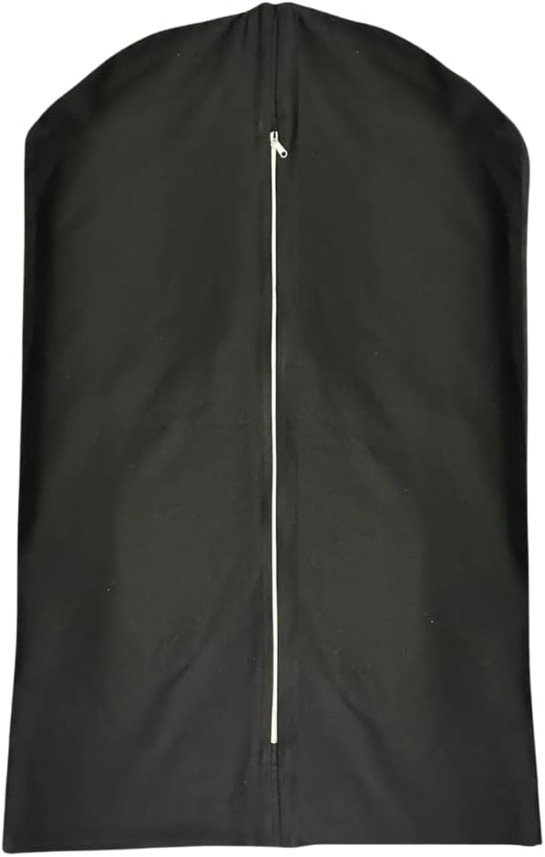 Premium 100% Cotton Garment Bags – 60" Black Canvas Suit Cover with YKK Zipper – Breathable, Dust-Proof Storage for Suits, Coats, Dresses, Jackets & Travel/Closet Use