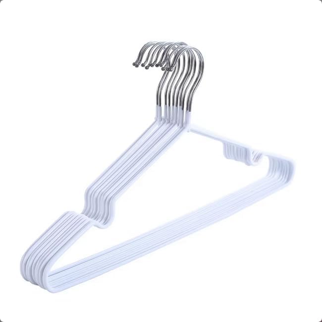 Closet Wire Coat Metal Hangers for Adults, Clothes Hanger for Cloth Non-Slip Dip Hangers, 10-Pack (White)