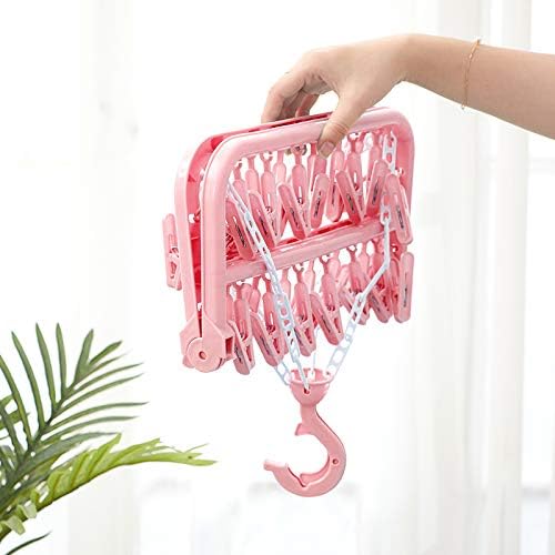 Clip and Drip Hanger Clothes Hanger Drying Rack 32 Clips (Pink)