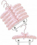 Only Hangers 10" Pink Baby Satin Padded Hangers with Clips- Pack of (6)