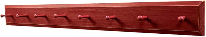 Sawdust City Wall Coat Rack with Pegs - 4' long (Old Red)