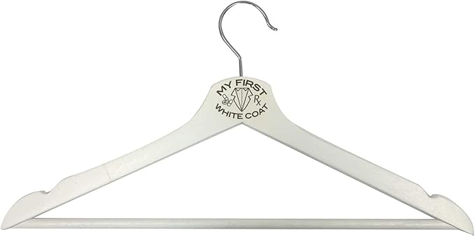 3D Laser Engraved My First White Coat Garment Wood Clothes Hanger - Gifts for Him, for Her, for Boys, for Girls, for Husband, for Wife, for Them, for Men, for Women (Pharmacist)