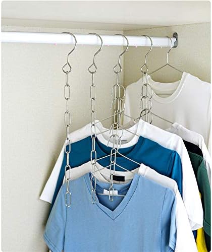 Falytemow Stainless Steel Space Saving Hanger Chains Magic Hangers Closet Space Saver Hanger Organizer Cascading Hangers Gain 80% More Space Set of 6