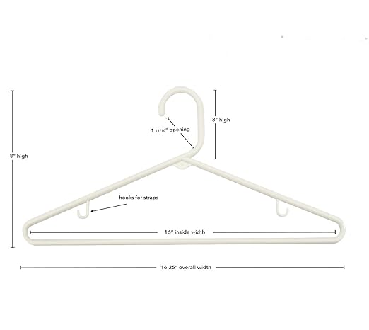 NAHANCO Plastic Tubular Hangers - 16 1/4" Ivory (Pack of 24)