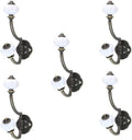 Wall Clothes Hooks Retro Antique Ceramic Coat Hooks for Door Bathroom Bedroom Kitchen Bronze 5 Pcs, Iron Decorative Wall Hooks, Standard, Style 1
