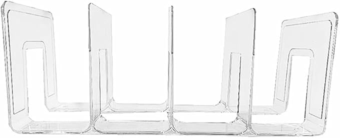 Plastic Purse Storage Organizers for Closet, Clear Clutch Shelf Dividers with 4-Slot, Bag Handbag Shelf Storage Holder to Keep Purses upright for Space-Saving Bookshelf Separator Dividers (2 Pack)