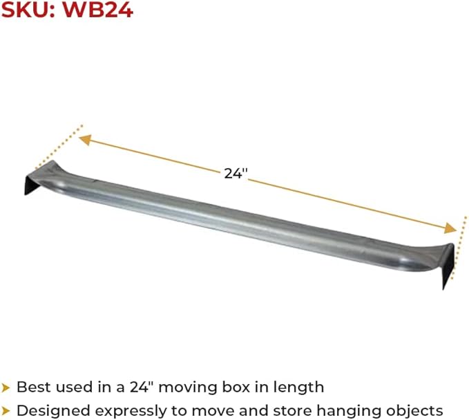 Mytee Products (10 Pack 24" Wardrobe Hanger Bar for Wardrobe Moving Boxes Packing & Moving
