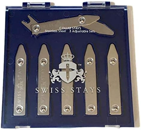 Cuff-Daddy 3 Pairs Adjustable Stainless Steel Collar Stays