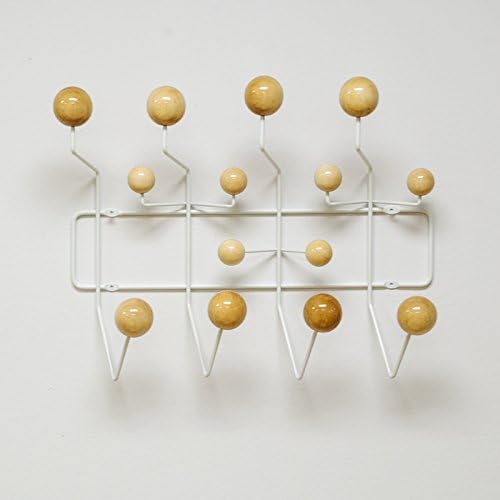 Mod Made Mid Century Modern Bubble Wall Mounted Coat Rack, Wood Color Ball White Frame