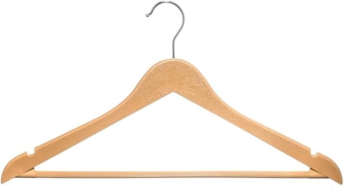 Premium Wood Like Hangers 10 Pack - Durable & Slim Coat Hanger - Suit Hangers with 360-Degree Rotatable Hook Hangers with Shoulder Grooves, Trouser Bar for Suit & Coat