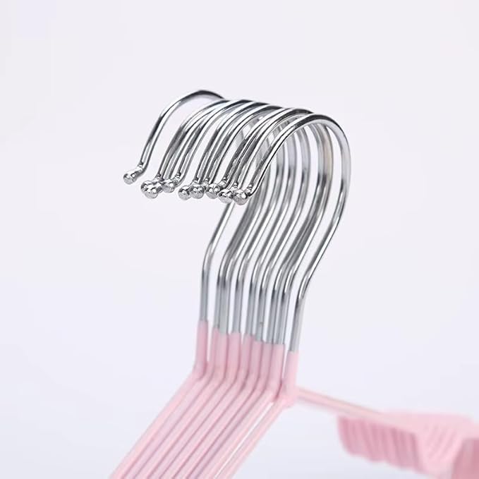 Closet Wire Coat Metal Hangers for Adults, Clothes Hanger for Cloth Non-Slip Dip Hangers, 10-Pack (Soft Pink)
