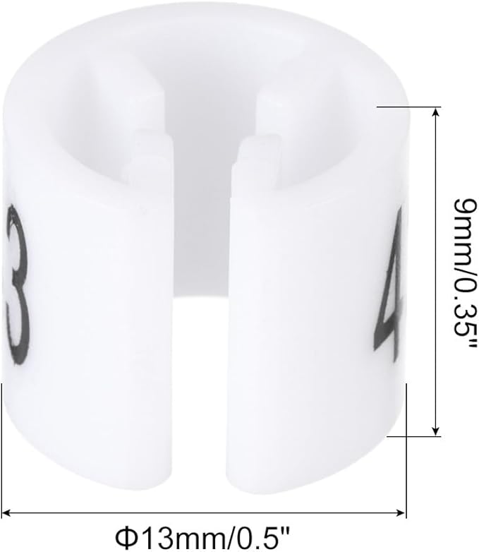 MECCANIXITY Clothes Hanger Marker Colored Hanger Sizer Garment Markers Tag (Number 43, White) for Garment Clothing Color Coding, Pack of 100 Pcs