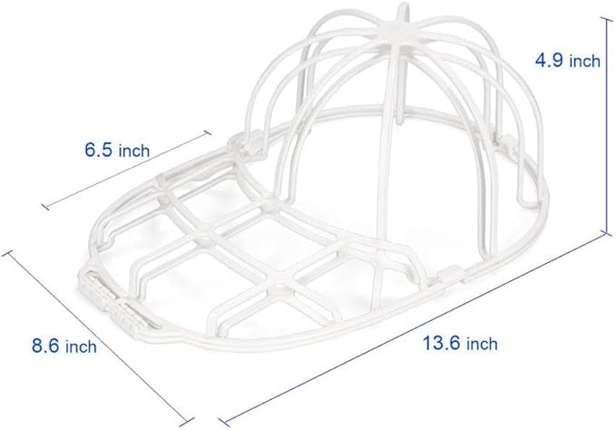 Hat Washer Cage for Washing Machine - Baseball Cap Cleaner Rack, Ball Cap Washing, Dishwasher Safe, Perfect for Cleaning and Protecting Hats in Dishwasher (White 4 Pack)