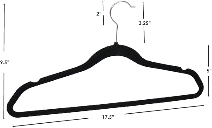 10 PACK VELVET HANGER BLACK