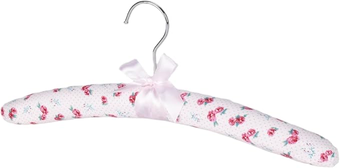 Anti-slip Satin Padded Clothes Hangers with Rotatable Hooks No Shoulder Bump for Women Heavy Sweaters, Coats, Suits Satin Fabric Covered, Set of 10 (Little Flowers)
