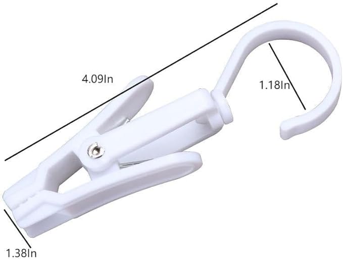 10 PCS Laundry Hooks with Clips，Clothes pins，360° Rotating Hook Clips, Hangers Clip Socks Curtain Towels Bathroom Closet Kitchen Office (White B)