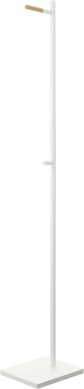 YAMAZAKI Home Tower Freestanding Modern Coat Hook Hanger For Entryway, Office, Or Bedroom With Wooden Accent, 63.98" - Steel + Wood