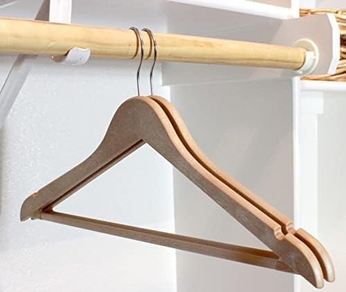 Premium Wood Like Hangers 10 Pack - Durable & Slim Coat Hanger - Suit Hangers with 360-Degree Rotatable Hook Hangers with Shoulder Grooves, Trouser Bar for Suit & Coat
