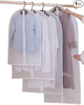 Clear Hanging Garment Bag With Study Zipper Plastic Clothing Dust Cover Closet Suit Protector Storage Bags White 4pcs