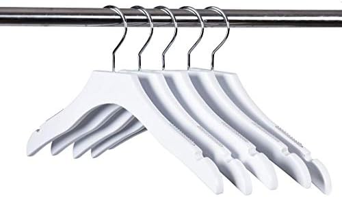 Quality White Wooden Kids Hanger Luxury Design Chrome Swivel Hook (10, 13" inch)