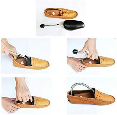 4 Pairs Plastic Shoe Tree Stretcher Shaper Black Adjustable Length for Men Boot Holder Organizers Shoe Shape Support with Tension Spring Coil