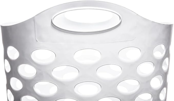 3 Pack Mind Reader Plastic Laundry Basket, 2.2 Bushel （17.5" x 26"）Large Capacity Dirty Clothes Laundry Hamper, Flexible Round Wicker Hamper with Reinforced Rim and Integrated Handles, White