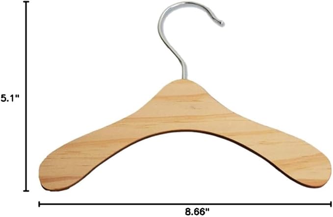 5 Pack Wooden Hangers, Dog Clothes Hanger 8.6 inch - Little Hangers for Doll Dress Clothes Gown Outfit Holders Accessories (L)