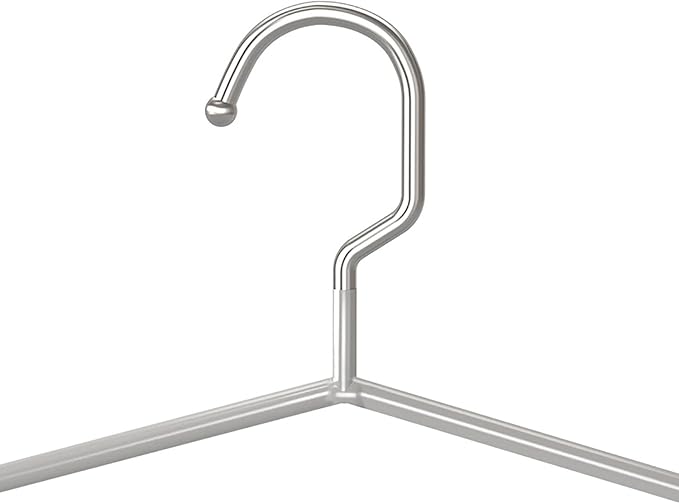 Metal Hangers Non-Slip Suit Coat Pant Hangers with Rubber Coating, Stainless Steel Wire Clothes Hanger Chrome and Grey Friction, Space Saving Hangers 15 Inches Wide, 20 Pack