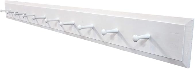 Wall Coat Rack with Pegs - 4' long (Solid Cottage White)
