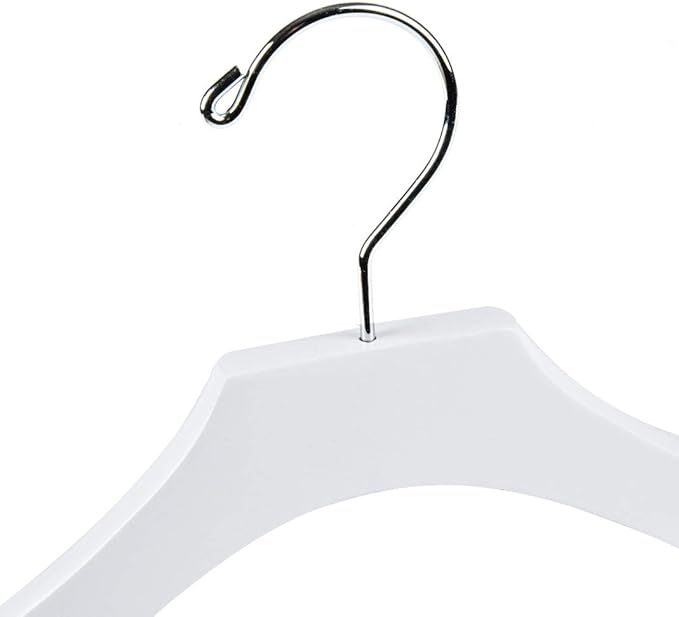 100 Quality White Wooden Kids Hanger Luxury Wave Design Chrome Swivel Hook (100, 14.5")