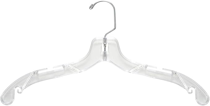 Hangon Clothes Plastic Set of 10 Pcs Heavy Duty Hangers - 17 Inch - Dress, T-Shirts, Shirt Hanger Closet Organization Solution Clear Hangers for Home, Retail Easy to Use and Durable