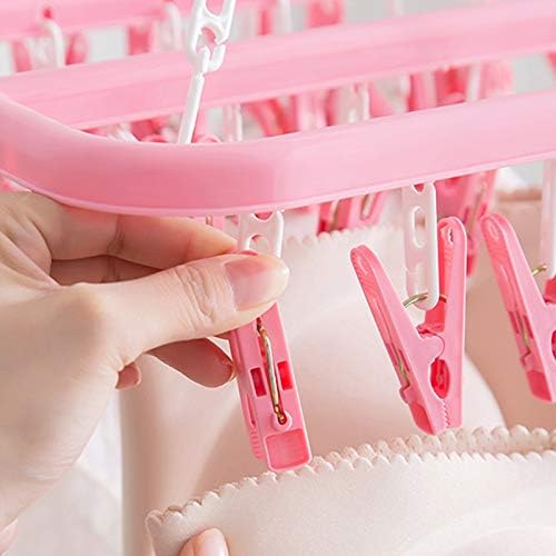 Clip and Drip Hanger Clothes Hanger Drying Rack 32 Clips (Pink)