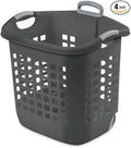 Sterilite 4 Pack Ultra Wheeled Laundry Basket, Plastic Clothes Hamper Bin with Wheels and Retractable Handle, 1.7 Bushel Capacity, Flat Grey