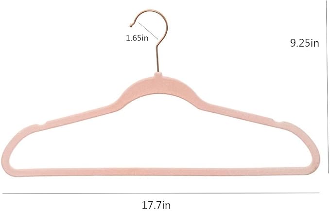Premium Velvet Clothes Hangers, Heavy Duty Study Black Hangers for Coats, Suit & Dress - Non Slip Clothes Hanger Set (50, Pink/Rose Gold)