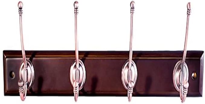 Bulk Hardware BH03313 Ball End Hat and Coat Hooks on Antique Rail with Antique Brass Finish
