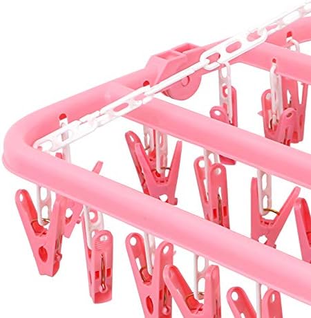Clip and Drip Hanger Clothes Hanger Drying Rack 32 Clips (Pink)