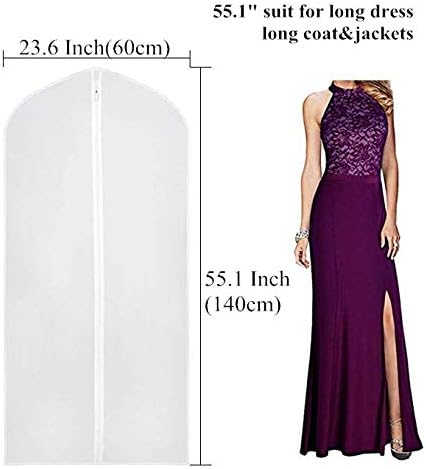 Clear Hanging Garment Bag With Study Zipper Plastic Clothing Dust Cover Closet Suit Protector Storage Bags White 4pcs