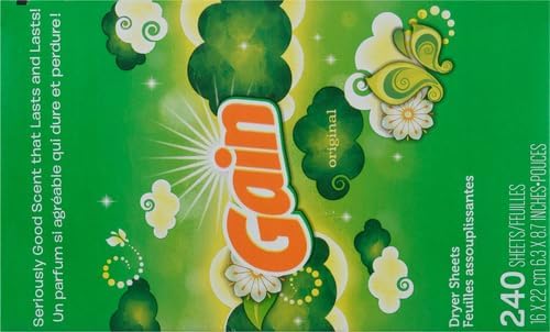 Gain Dryer Sheets Fabric Softener, Original Scent | 240 Count | Pack of 2