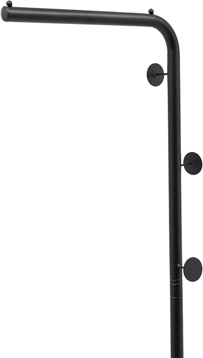 67in-Black Clothing Rack with Storage Base and Hooks, Freestanding Coat Rack Hanging Clothes, Bags, Hat and Shoes for Entryway Bedroom Garment Organizer Clothing Stores Boutique Retail
