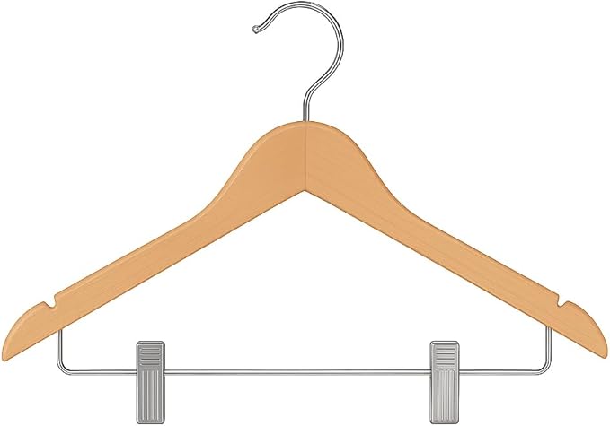 USTECH Durable Plastic Hangers 20 Pack | Slim Heavy Duty Wood-Like Design wth Adjustable Clips | Non Slip Hangers with Anti Rust Hook | Space Saving for Closet, Coat, Shirt, Suit, Pants, Heavy Duty