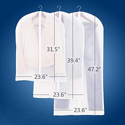 Clear Hanging Garment Bag With Study Zipper Plastic Clothing Dust Cover Closet Suit Protector Storage Bags White 4pcs